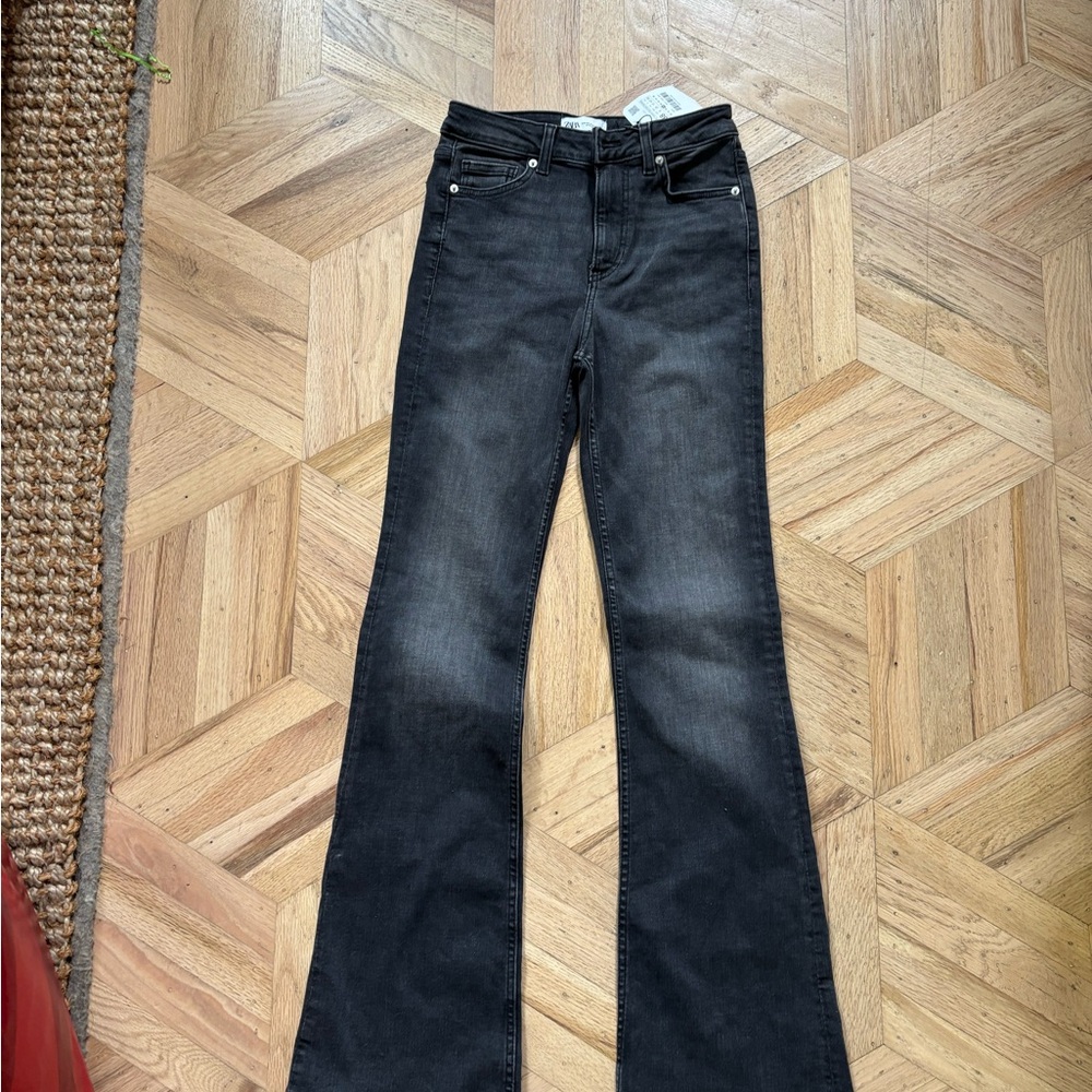 Zara Black Flare Wide Leg Jeans